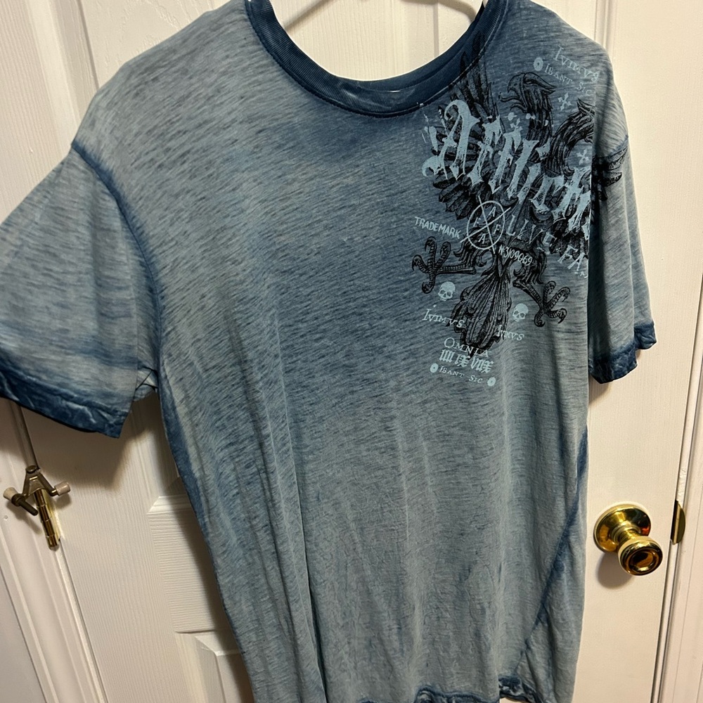 Affliction Men's Blue Graphic T-Shirt